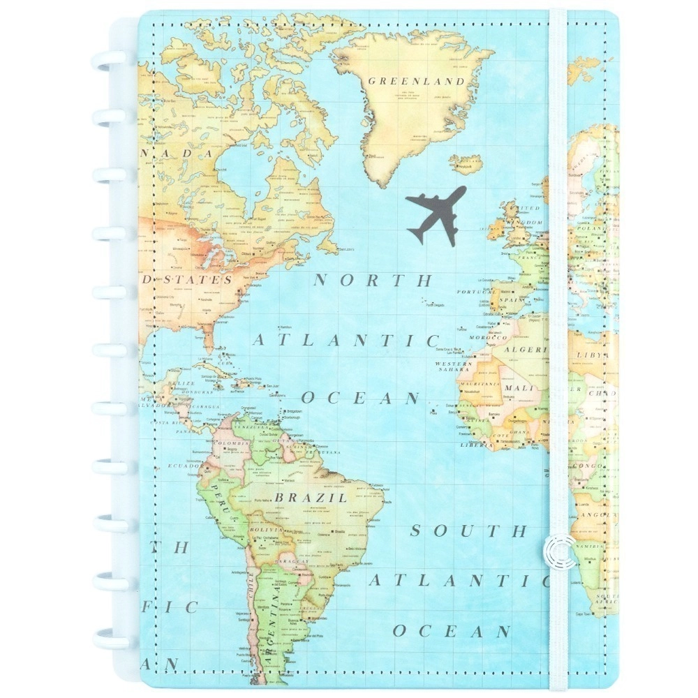 Caderno Inteligente By Gocase Mapa Mundi Grande c/ 80 folhas offset 90g Caderno Inteligente By Gocase Mapa Mundi Grande c/ 80 folhas offset 90g
