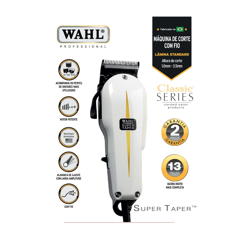Cortador de cabelo Wahl Professional Super Taper branco 220V