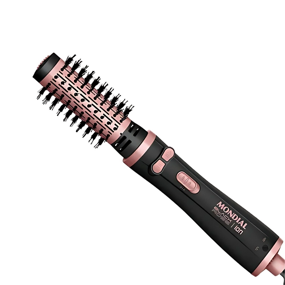 Escova Rotativa Black Rose Mondial ERB-01, Preto/Gold Rosé - Bivolt