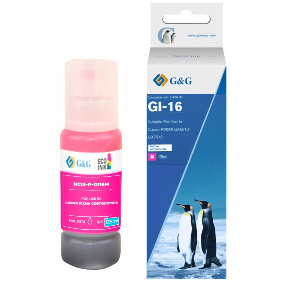 Garrafa De Tinta Compatível Para Canon GX6010 GX7010 GI-16 | Cor: Magenta | 135ML