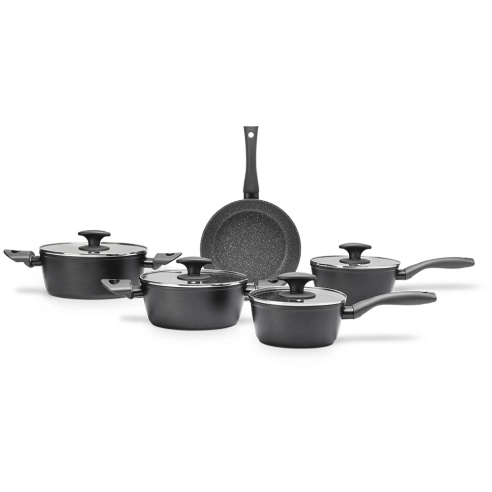 Jogo De Panelas Indução Brinox Antiaderente Ceramic Life Orion 5 peças Preto