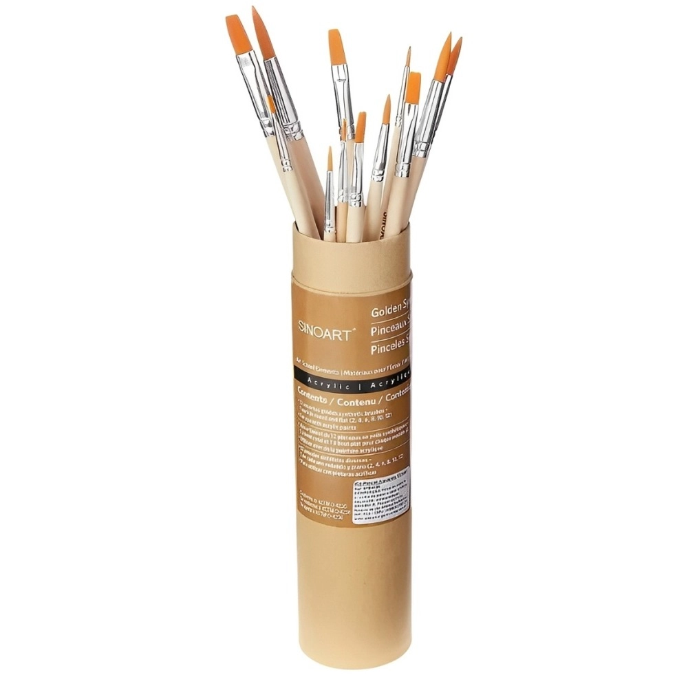 Kit de Pincéis Para Pintura Sinoart Com 12, Sintetico, SFB0196