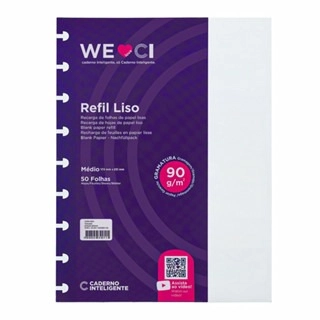 Refil Liso Médio para Caderno Inteligente: c/ 50 Folhas offset 90g