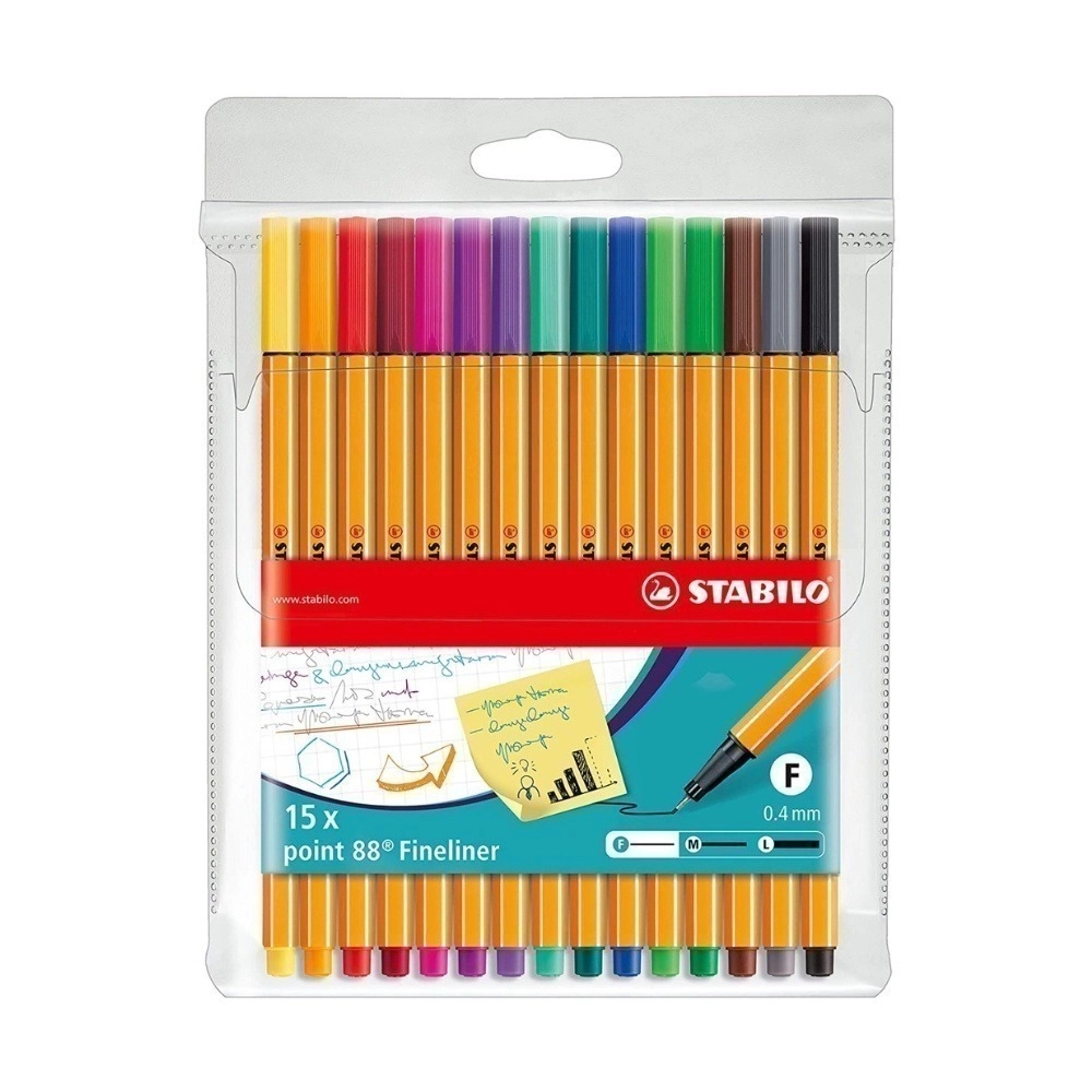 Stabilo Point 88: Kit com 15 Canetas de Ponta Fina 0.4mm